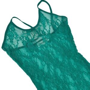 The Naked Tiger Green Sheer Floral Lace Maxi Dress NWT Womens Large Emerald TNT